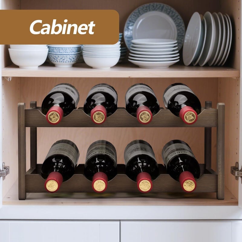 Homevany Wine Rack 8 Bottle 2-Tier Eco-Friendly Bamboo Wine Storage Easy-Assembly Space-Saving for Wine Lovers,Kitchen Wine Organizer for Countertop,Pantry, Home,Room Decor,Bar - Image 5